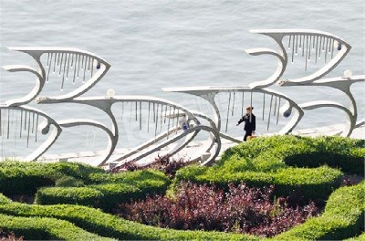 戶外公園園林景觀小平動(dòng)物魚不銹鋼雕塑定制