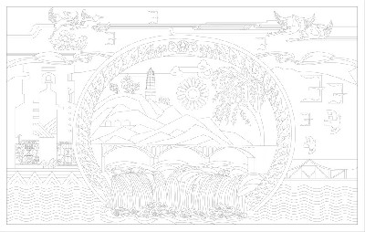 山水風(fēng)景浮雕雕塑原創(chuàng)手繪設(shè)計(jì)稿