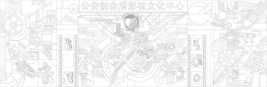 文化中心浮雕雕塑原創(chuàng)手繪設(shè)計稿